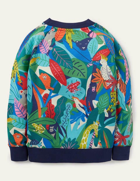 Sweatshirt mit Dschungelgrafik - Segelblau, Dschungel Sweatshirt mit Dschungelgrafik - Segelblau, Dschungel