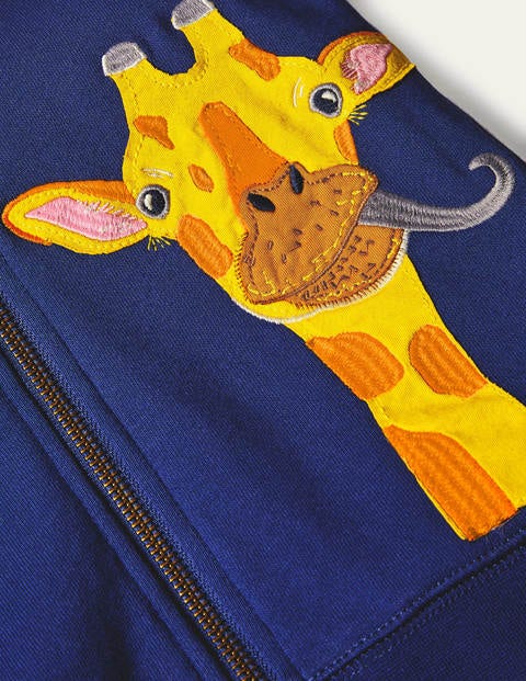 Sweat à capuche zippé motif animaux - Girafes bleu tribord Sweat à capuche zippé motif animaux - Girafes bleu tribord