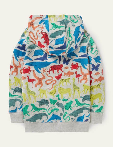Kapuzenjacke mit Tieren - Bunt, Regenbogenfarbenes Tiermuster Kapuzenjacke mit Tieren - Bunt, Regenbogenfarbenes Tiermuster