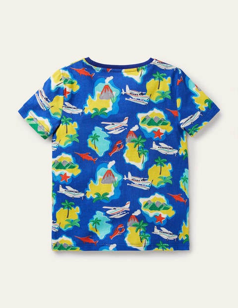 Printed T-shirt - Brilliant Blue Island Hopping Printed T-shirt - Brilliant Blue Island Hopping