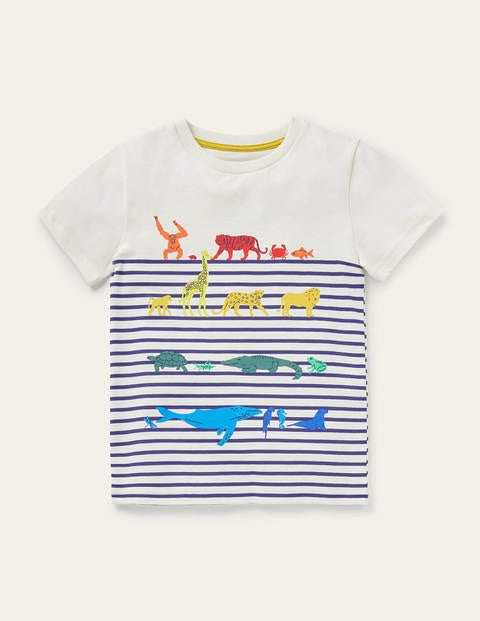 Short-sleeved Breton T-shirt - Ivory/College Navy Animals Short-sleeved Breton T-shirt - Ivory/College Navy Animals