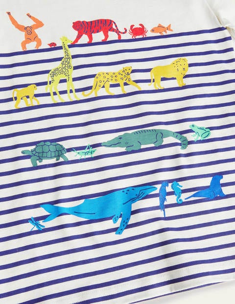 Short-sleeved Breton T-shirt - Ivory/College Navy Animals Short-sleeved Breton T-shirt - Ivory/College Navy Animals