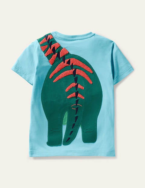 Bright Animal Appliqué T-shirt - Aqua Blue Dino Bright Animal Appliqué T-shirt - Aqua Blue Dino