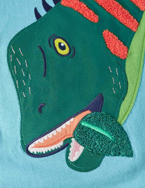Bright Animal Appliqué T-shirt - Aqua Blue Dino Bright Animal Appliqué T-shirt - Aqua Blue Dino