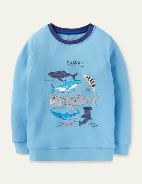 Appliqué Sweatshirt - Surfing Blue Sharks Appliqué Sweatshirt - Surfing Blue Sharks