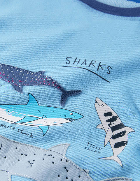 Appliqué Sweatshirt - Surfing Blue Sharks Appliqué Sweatshirt - Surfing Blue Sharks