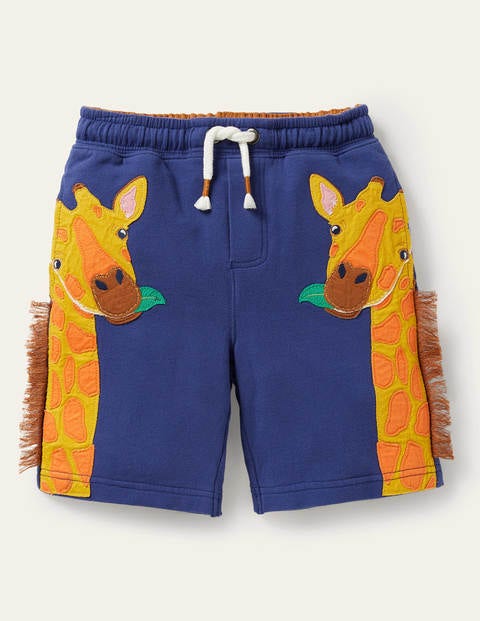 Appliqué Sweatshorts - Starboard Blue Giraffe Appliqué Sweatshorts - Starboard Blue Giraffe