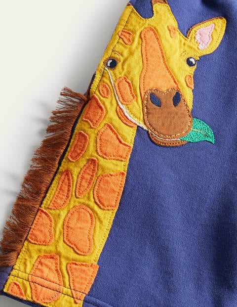 Appliqué Sweatshorts - Starboard Blue Giraffe Appliqué Sweatshorts - Starboard Blue Giraffe