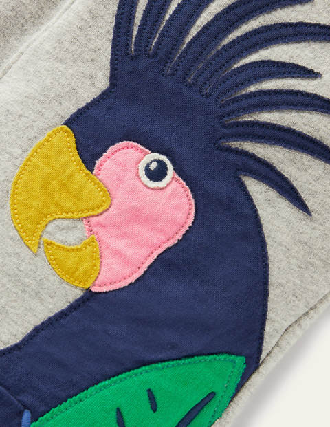 Appliqué Sweatshorts - Grey Marl Birds Appliqué Sweatshorts - Grey Marl Birds