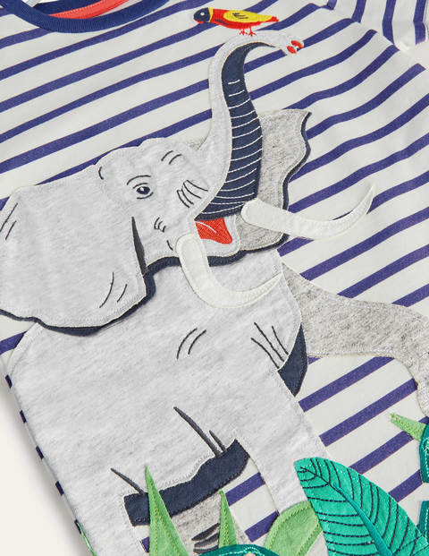 Animal Appliqué T-shirt - Navy/Ivory Elephant Animal Appliqué T-shirt - Navy/Ivory Elephant