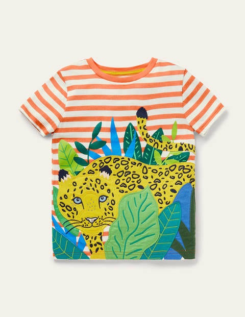 Animal Appliqué T-shirt - Satsuma Orange/Ivory Leopard Animal Appliqué T-shirt - Satsuma Orange/Ivory Leopard