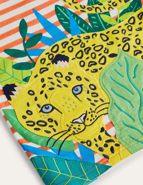 Animal Appliqué T-shirt - Satsuma Orange/Ivory Leopard Animal Appliqué T-shirt - Satsuma Orange/Ivory Leopard