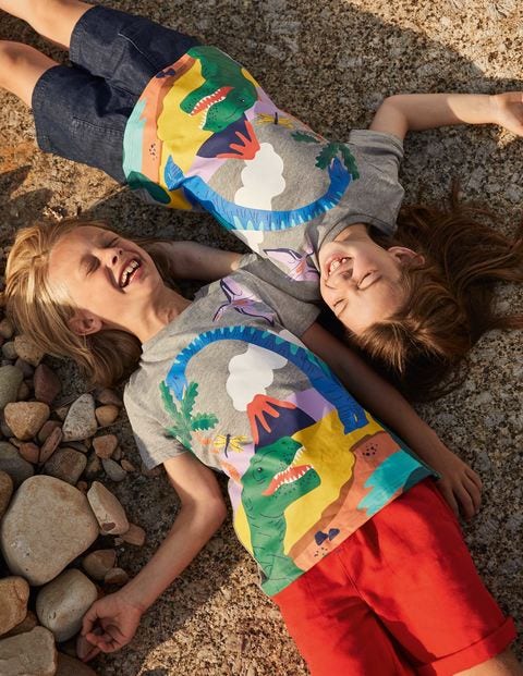 Tropical Scene T-shirt - Grey Marl Dinos Tropical Scene T-shirt - Grey Marl Dinos