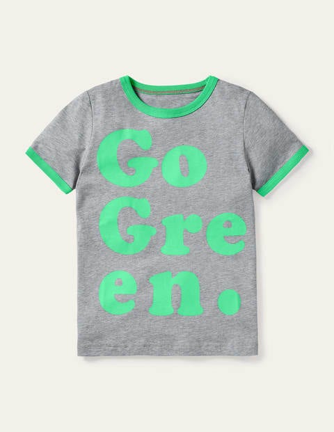 T-Shirt mit Motiv - Grau Meliert, Go Green