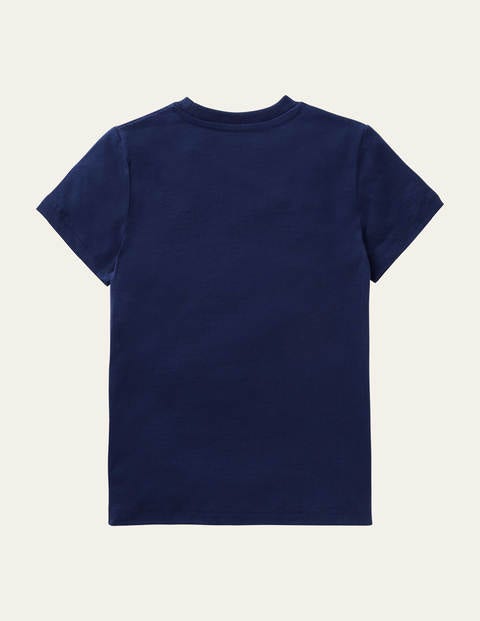 T-Shirt mit leuchtenden Dinos - Schuluniform-Navy, Dinos