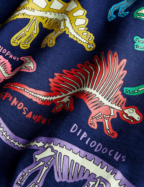 T-Shirt mit leuchtenden Dinos - Schuluniform-Navy, Dinos T-Shirt mit leuchtenden Dinos - Schuluniform-Navy, Dinos