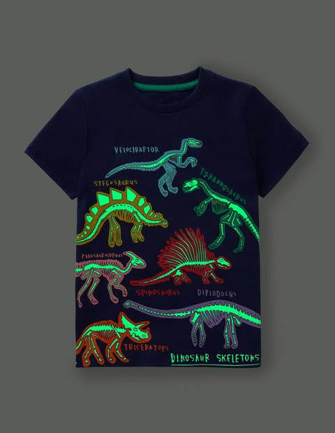 T-Shirt mit leuchtenden Dinos - Schuluniform-Navy, Dinos T-Shirt mit leuchtenden Dinos - Schuluniform-Navy, Dinos