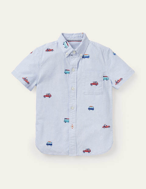 Chemise manches courtes brodée - Camping-cars bleu/ivoire Chemise manches courtes brodée - Camping-cars bleu/ivoire