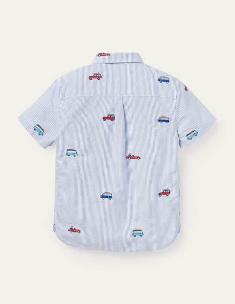 Chemise manches courtes brodée - Camping-cars bleu/ivoire Chemise manches courtes brodée - Camping-cars bleu/ivoire