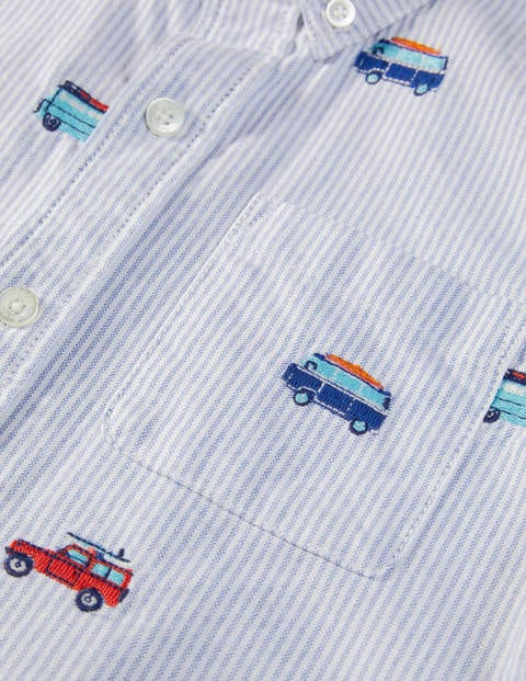 Chemise manches courtes brodée - Camping-cars bleu/ivoire Chemise manches courtes brodée - Camping-cars bleu/ivoire