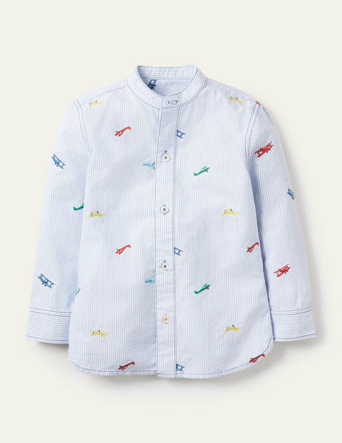 Chemise col grand-père - Avions bleu/ivoire Chemise col grand-père - Avions bleu/ivoire