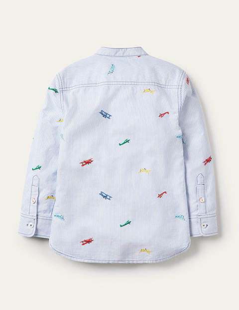 Chemise col grand-père - Avions bleu/ivoire Chemise col grand-père - Avions bleu/ivoire