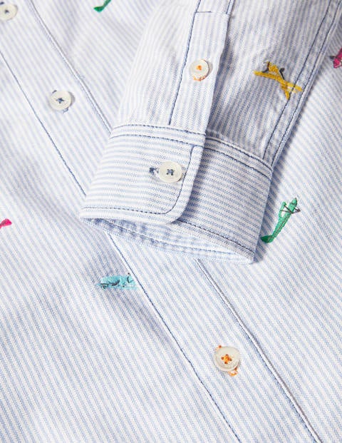 Chemise col grand-père - Avions bleu/ivoire Chemise col grand-père - Avions bleu/ivoire