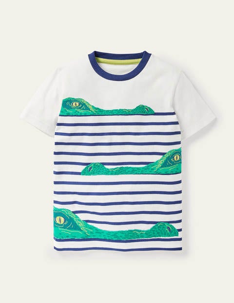Appliqué Breton Stripe T-shirt - Ivory/College Navy Crocs Appliqué Breton Stripe T-shirt - Ivory/College Navy Crocs