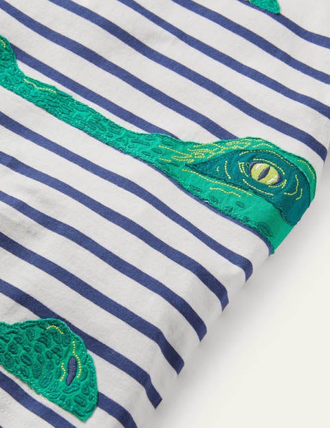 Appliqué Breton Stripe T-shirt - Ivory/College Navy Crocs Appliqué Breton Stripe T-shirt - Ivory/College Navy Crocs