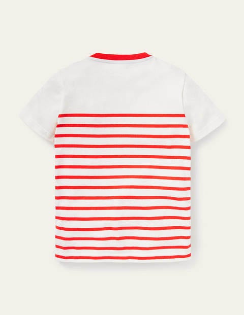 Appliqué Breton Stripe T-shirt - Ivory/Red Whales Appliqué Breton Stripe T-shirt - Ivory/Red Whales