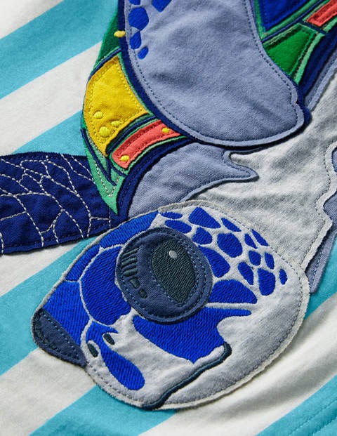 Sea Animals Appliqué T-shirt - Aqua Blue Turtle Sea Animals Appliqué T-shirt - Aqua Blue Turtle