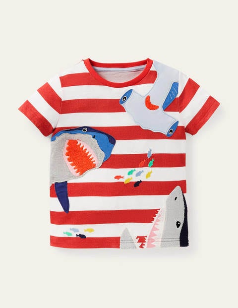 Sea Animals Appliqué T-shirt - Strawberry Tart Red Sharks Sea Animals Appliqué T-shirt - Strawberry Tart Red Sharks