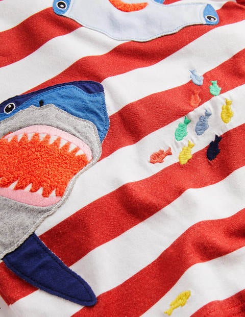 Sea Animals Appliqué T-shirt - Strawberry Tart Red Sharks Sea Animals Appliqué T-shirt - Strawberry Tart Red Sharks