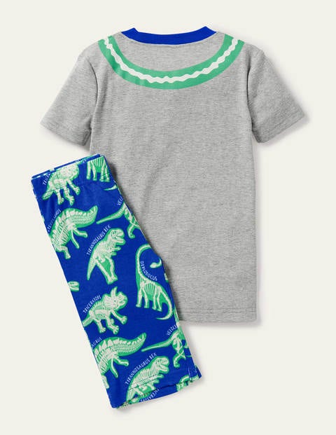Glow-in-the-dark Short Johns - Grey Marl/Brilliant Blue Dinos Glow-in-the-dark Short Johns - Grey Marl/Brilliant Blue Dinos