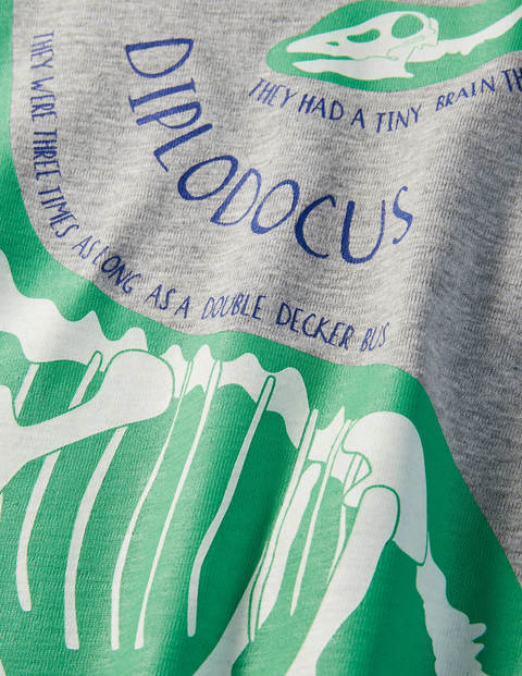 Glow-in-the-dark Short Johns - Grey Marl/Brilliant Blue Dinos Glow-in-the-dark Short Johns - Grey Marl/Brilliant Blue Dinos