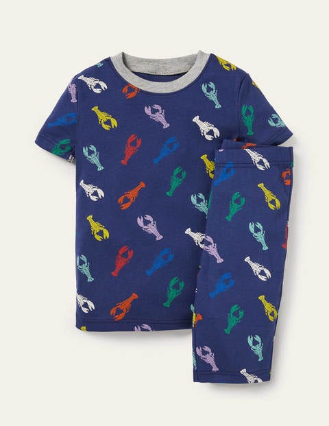 Cosy Short John Pajamas - Starboard Blue Multi Lobsters Cosy Short John Pajamas - Starboard Blue Multi Lobsters
