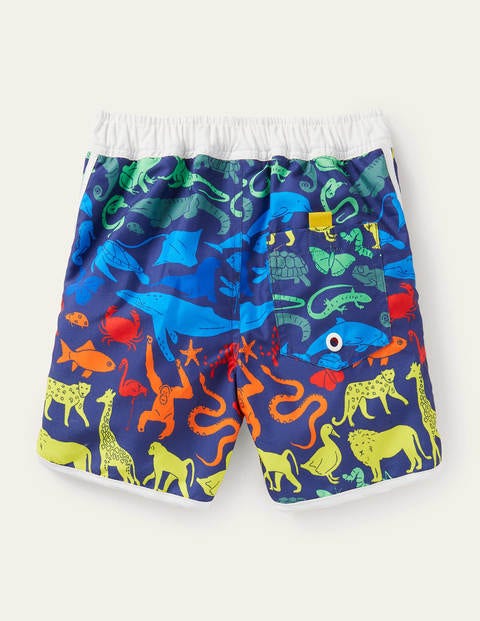 Printed Surf Shorts - Starboard Blue Rainbow Animals Printed Surf Shorts - Starboard Blue Rainbow Animals
