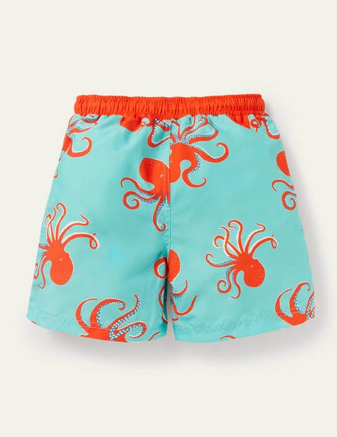 Gemusterte Badeshorts - Wasserblau, Oktopus Gemusterte Badeshorts - Wasserblau, Oktopus