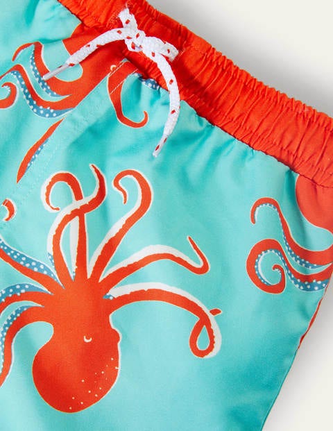 Gemusterte Badeshorts - Wasserblau, Oktopus Gemusterte Badeshorts - Wasserblau, Oktopus