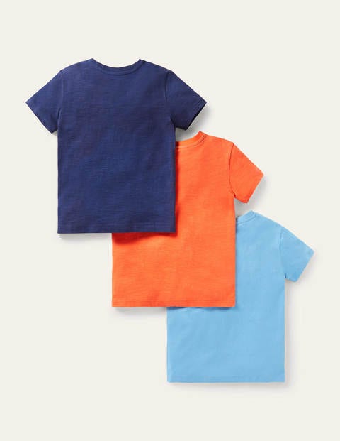 3 Pack Slub Washed T-shirt - Navy/Blue Stripe/Orange 3 Pack Slub Washed T-shirt - Navy/Blue Stripe/Orange