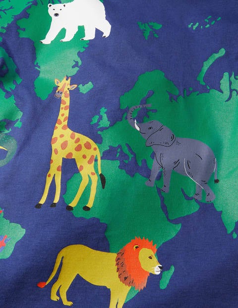 Wild Animal Map T-Shirt - Starboard Blue Map Wild Animal Map T-Shirt - Starboard Blue Map