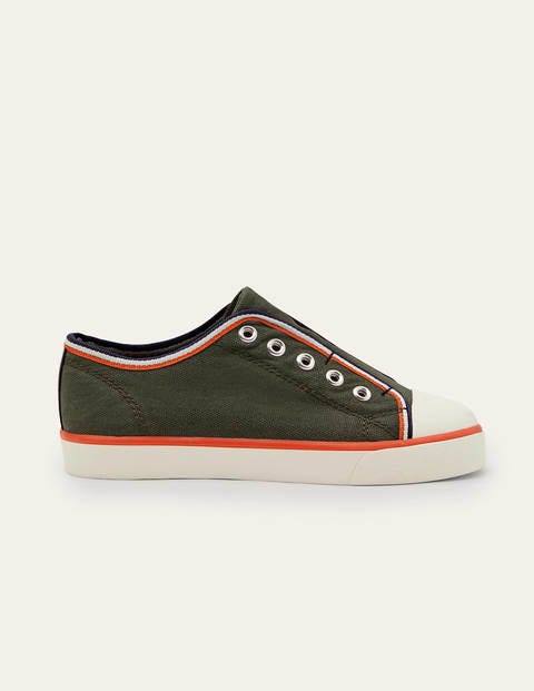 Laceless Canvas Pull-ons - Khaki Laceless Canvas Pull-ons - Khaki