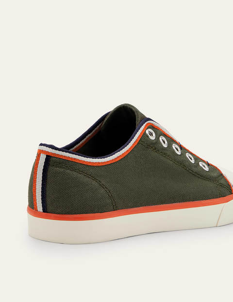 Laceless Canvas Pull-ons - Khaki Laceless Canvas Pull-ons - Khaki