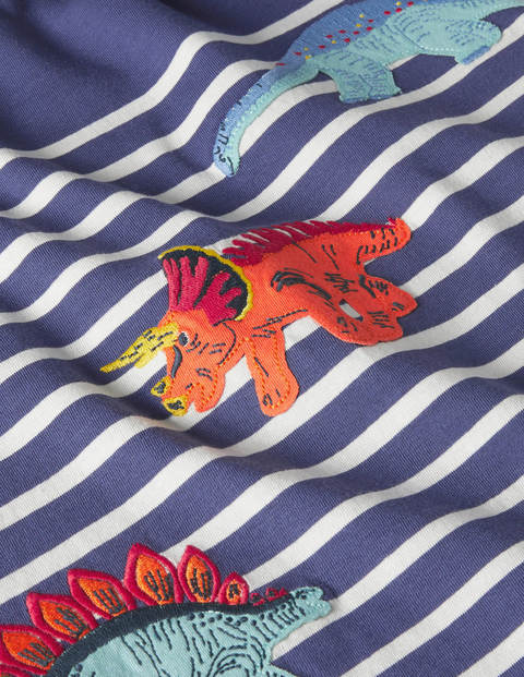 Appliqué Breton T-shirt - Starboard Blue/Ivory Dinos Appliqué Breton T-shirt - Starboard Blue/Ivory Dinos