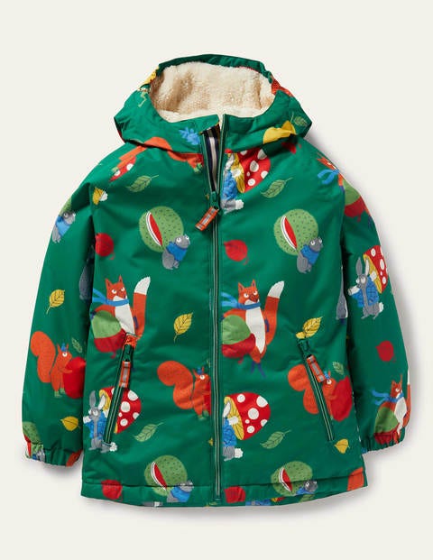 Cosy Sherpa-lined Anorak - Forest Green Bonkers Conkers
