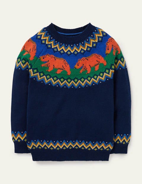 Fair Isle Crew Jumper - College Navy Bears Fair Isle Crew Jumper - College Navy Bears