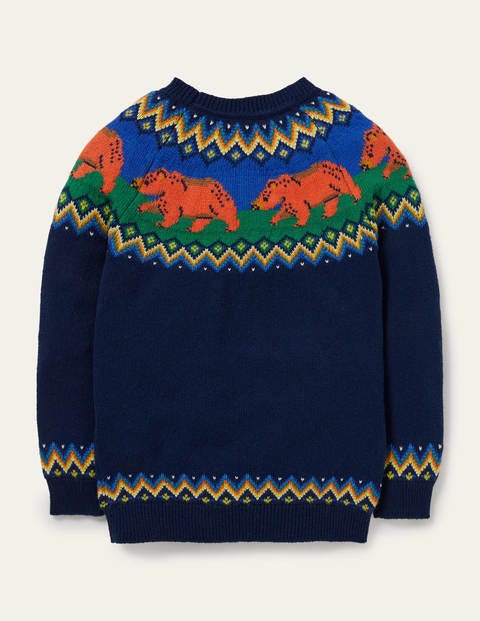 Fair Isle Crew Jumper - College Navy Bears Fair Isle Crew Jumper - College Navy Bears