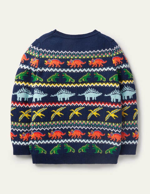 Fair Isle Crew Sweater - College Navy Dinosaurs Fair Isle Crew Sweater - College Navy Dinosaurs