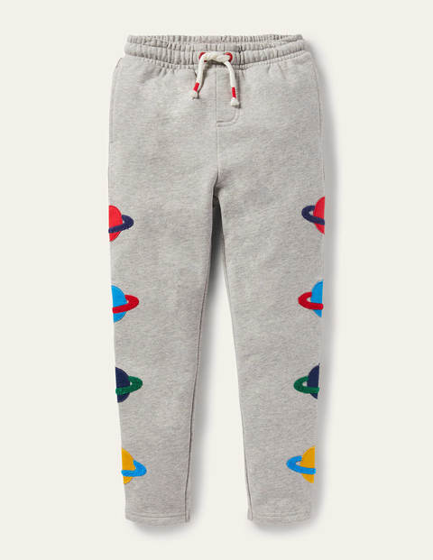 Appliqué Joggers - Grey Marl Space Planets Appliqué Joggers - Grey Marl Space Planets