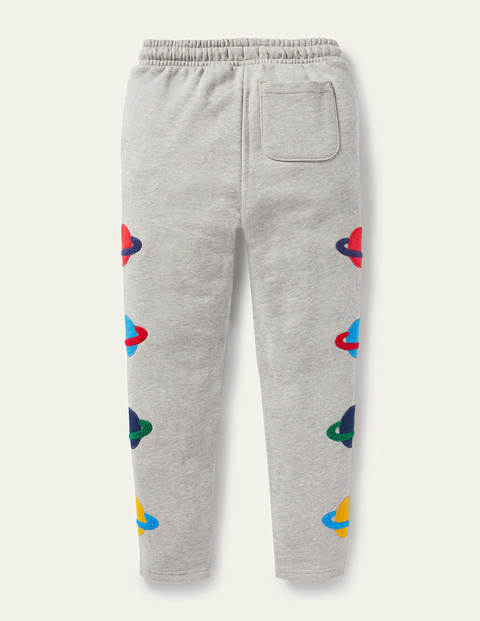 Appliqué Joggers - Grey Marl Space Planets Appliqué Joggers - Grey Marl Space Planets